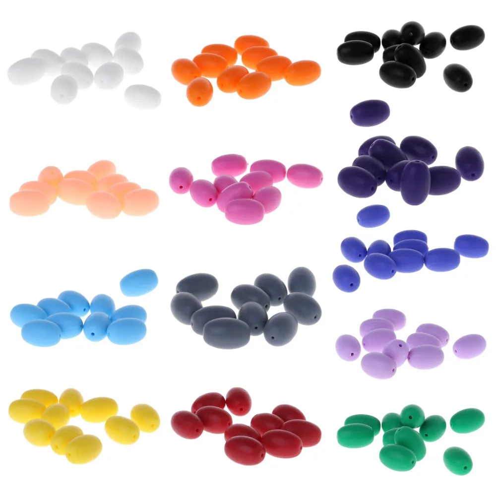 

10 Pcs/Set Silicone Beads DIY Baby Jewelry Oval Shape Multi Functional Teether Teething Soft Teeth Grinding Toys Newborn Nursing