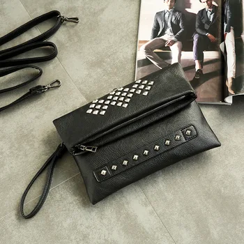 

060518 newhotstacy men fashion folding rivet day clutches bag male hand bag
