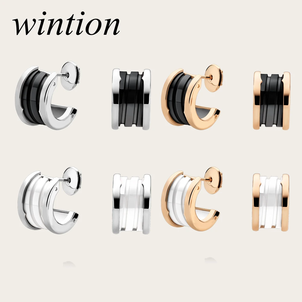 

Wintion Bgl ceramics Stud Earrings 1:1 Original 100% 925 Sterling Silver Women Free Shipping Jewelry High-end Quality Gift Have logo