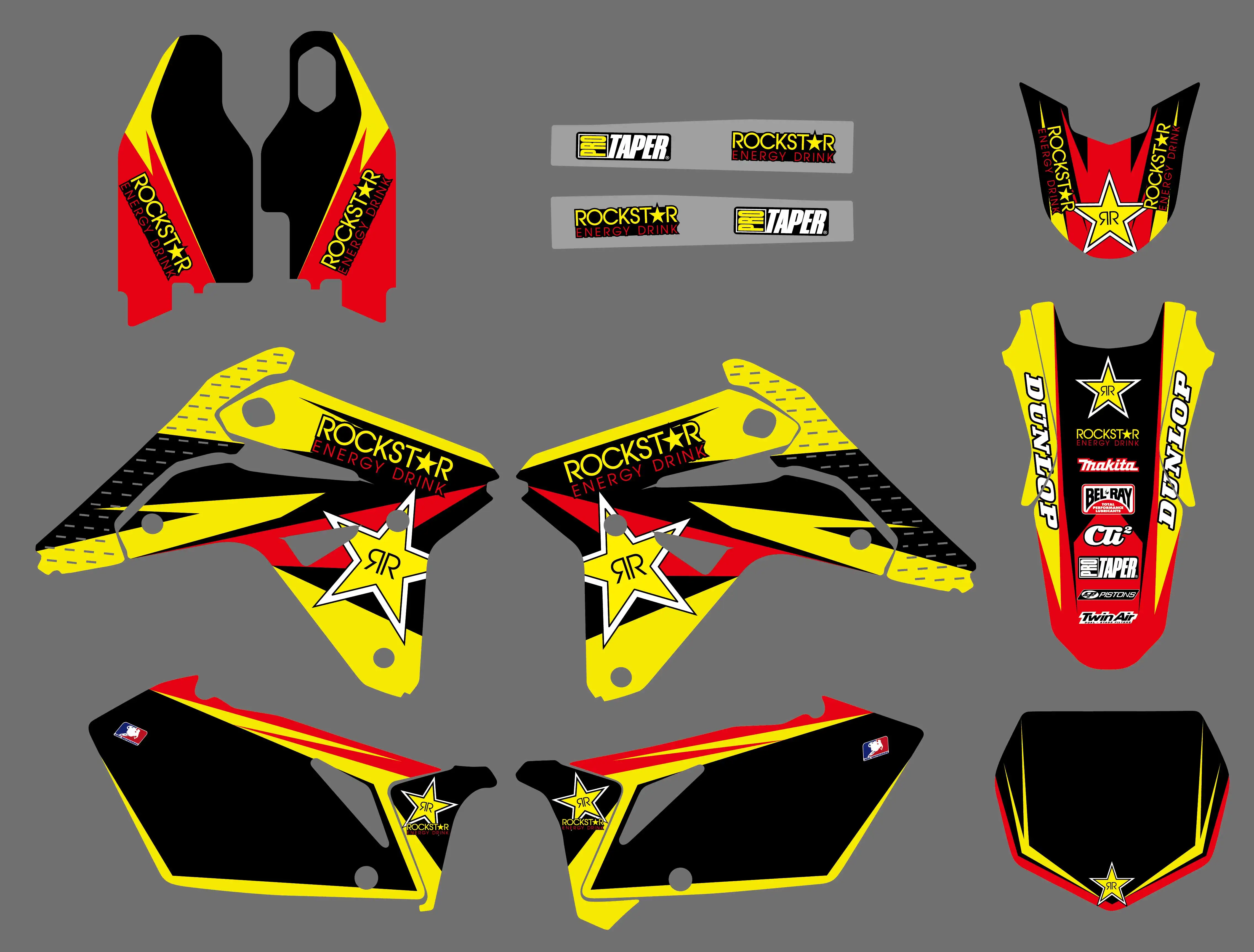 NICECNC Yellow Black Star Motorcycle Team Graphic Background Decals