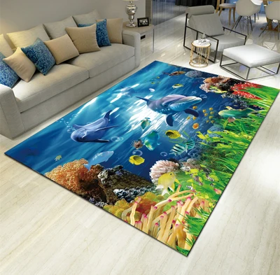 3D 6 мм Средиземноморский Тип Рыба шаблон серия гостиная ковер спальня ковер ванная комната Кухня Нескользящая Abworb водяное сиденье