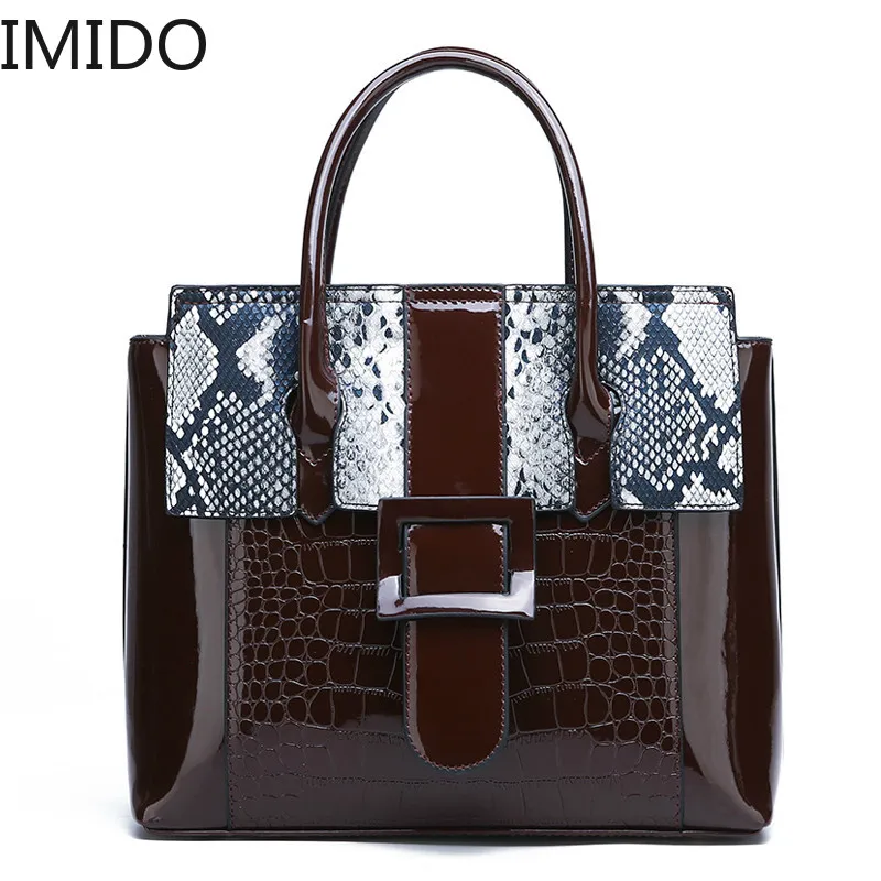

IMIDO Leather Handbags Bags for Women 2019 Famous Brands Serpentine Portable Tote Bags Female Daily Work Messenger Shoulder Bag