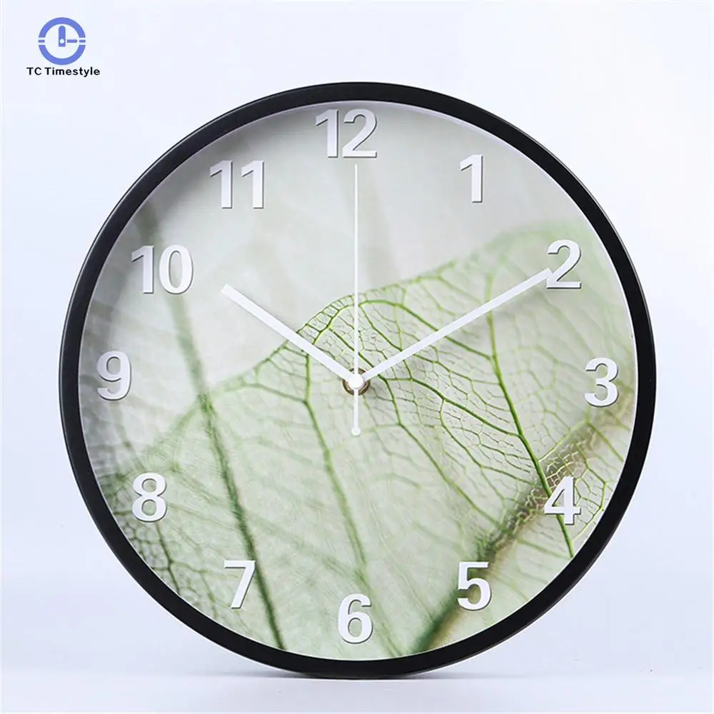 

Wall Clock For Home Decor Modern Green Leaves Wall Clocks Colorful European Luxury Round Silently Quartz Needle Watches
