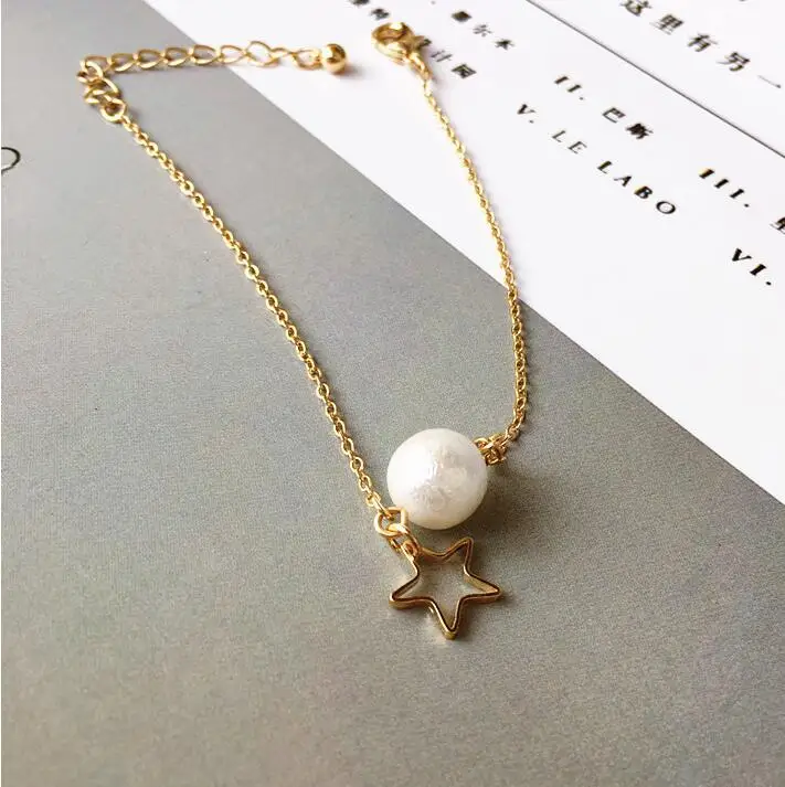 

brief cute hollow out star simulated pearls bracelet for women jewelry accessories drop ship ok fj691
