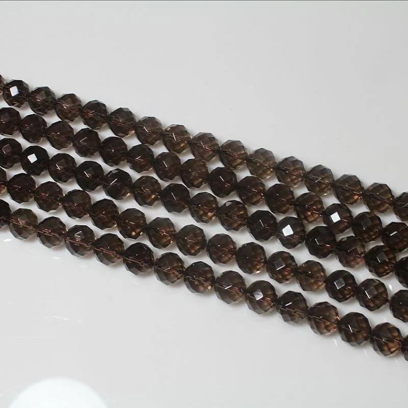 

Baihande 6 8 10 12mm Natural Round Smoky Quartz Crystal Facet Grey Gemstone Loose Beads For Necklace Bracelet DIY Jewelry Making
