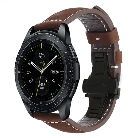 Итальянский ремешок для часов из натуральной кожи 20 мм 22 мм для samsung Galaxy Watch 42 мм 46 мм R810/R800 быстросъемный ремешок с застежкой-бабочкой - Цвет ремешка: Dark Brown B