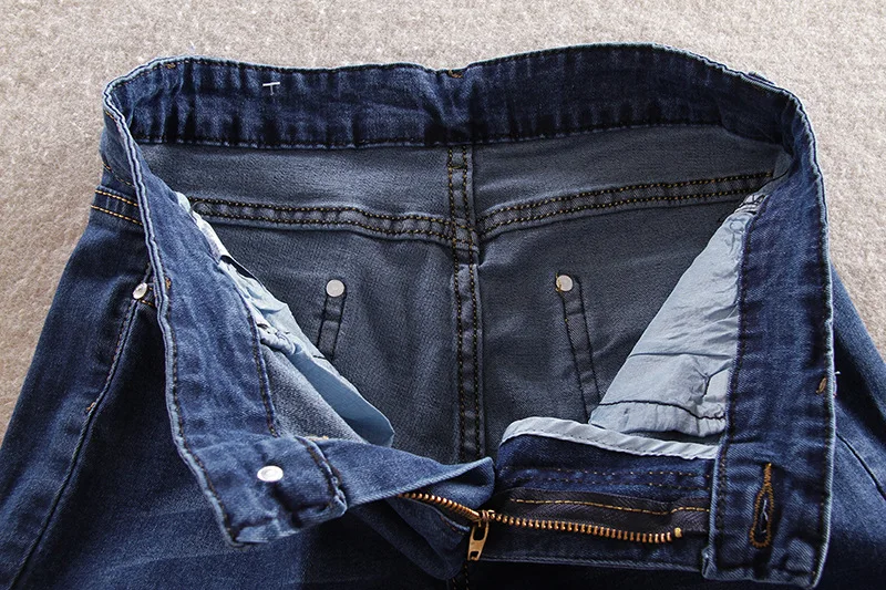 Хлопковые женские джинсовые штаны с высокой талией, стразы, узкие брюки размера плюс, Длинные темно-синие джинсы, стразы
