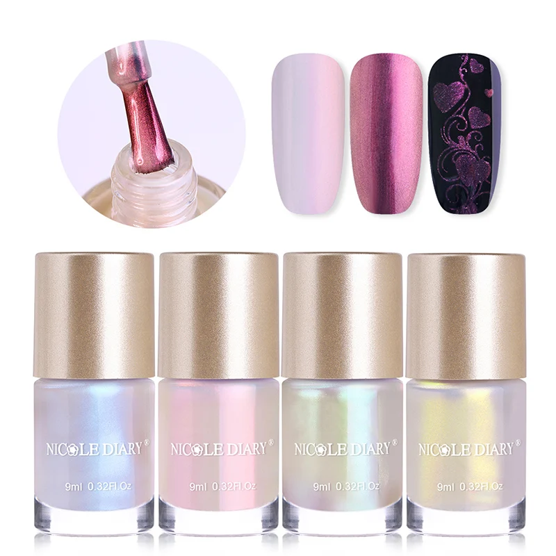 

NICOLE DIARY Shell Series Stamping Polish Set Shell Nail Art Stamping Polish Shiny Glitter Nail Art Lacquer Varnish