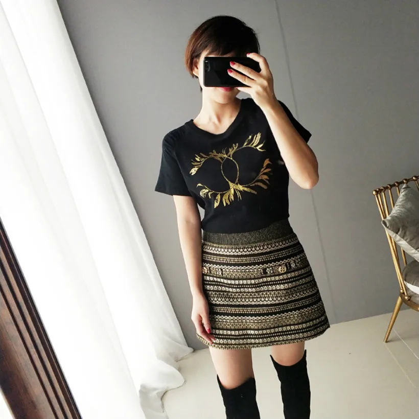 2018 New Arrival Summer T Shirt O Neck Printed Women Tops Fashion Female Girl Short Sleeve