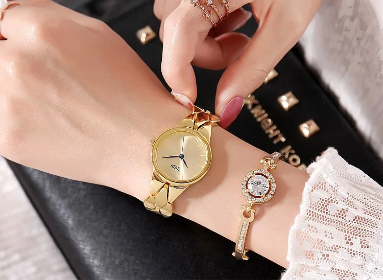 Розовое золото нержавеющая сталь элегантные атмосферные часы модные роскошные Брендовые Часы женские водонепроницаемые кварцевые часы браслет часы