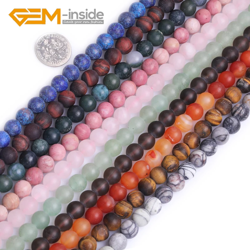 

Beads for Jewelry Making Natural New Assorted Stone Round Forested Matte Loose Beads Strand 15" DIY Bracelet Necklace Wholesale
