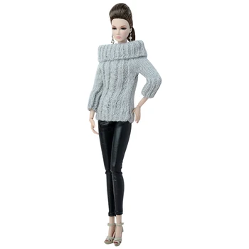 

NK Fashion Doll Coat Pure Manual Clothes Knitted Handmade Sweater Tops Dress For Barbie Doll Accessories G022A