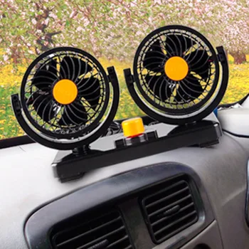 

12V/24V Powerful Mute Large Wind Cooling Fan Electric Car Fan Double Head Truck Summer Auto Air Fan Car Accessories