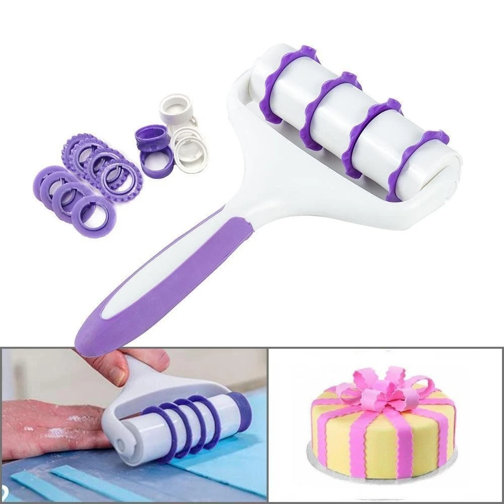 

Fondant Strip Ribbon Cutter Sugarcraft Tool christmas Rolling Pin Embosser Roller Set Cake Decorating Tools