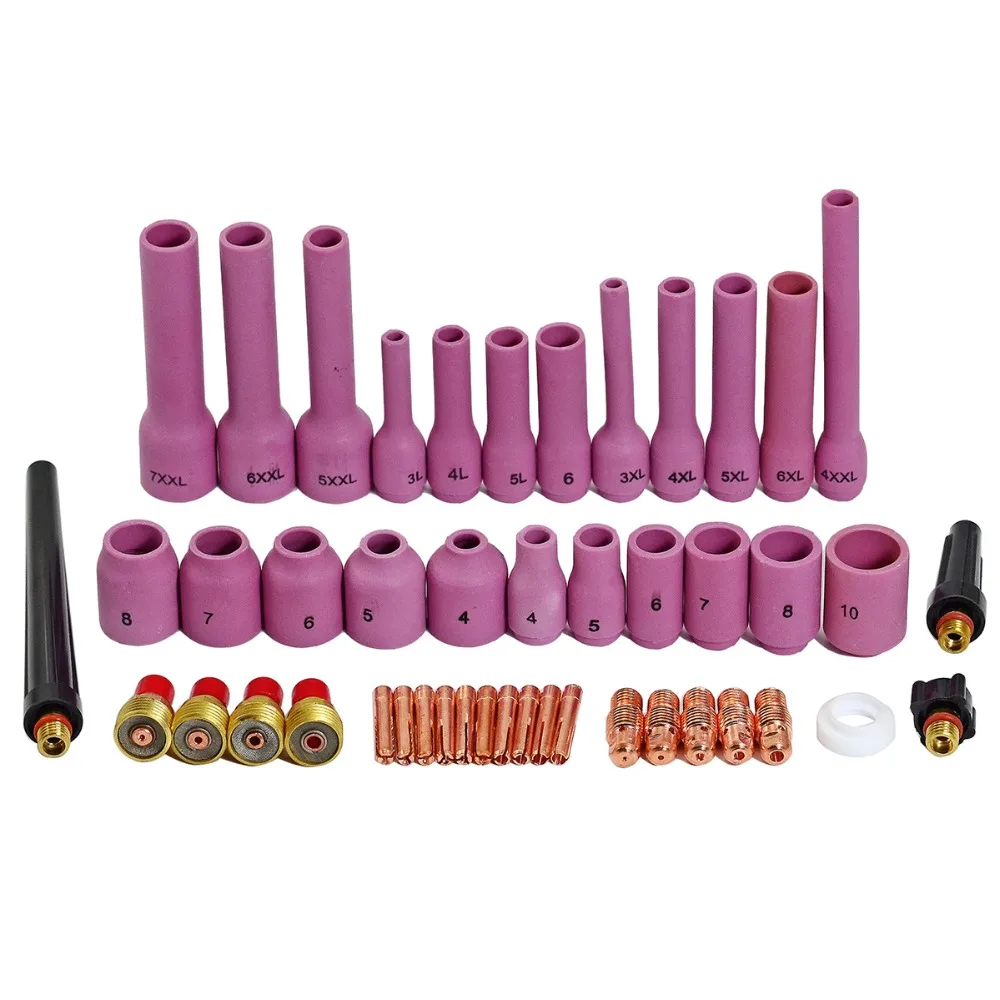 

TIG Gas Lens Cup & Back Cap & Collet Body Consumables Fit TIG Welding Torch Accessories Kit SR WP 9 20 25 46pcs