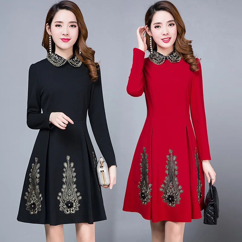 Long-sleeved dress female 2019 new female spring and autumn self-cultivation waist long paragraph bottoming elegant dress Long-sleeved dress female 2019 new female spring and autumn self-cultivation waist long paragraph bottoming elegant dress