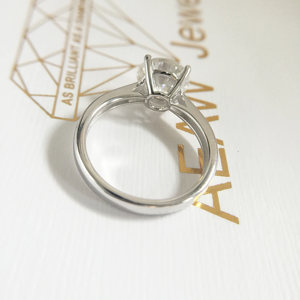 Серебряное кольцо с платиновым покрытием DF 1 0ct 6 5 мм круглое ограненное Moissanite