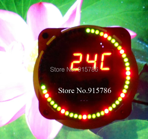 

51 mcu rotating led electronic clock kit diy parts ds1302 clock 18b20 electronic kit