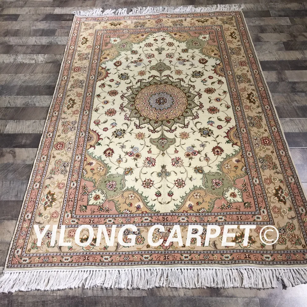 Yilong 4'x6' turkish handwoven rug oriental durable handmade wool silk modern carpet (WY2123S4x6