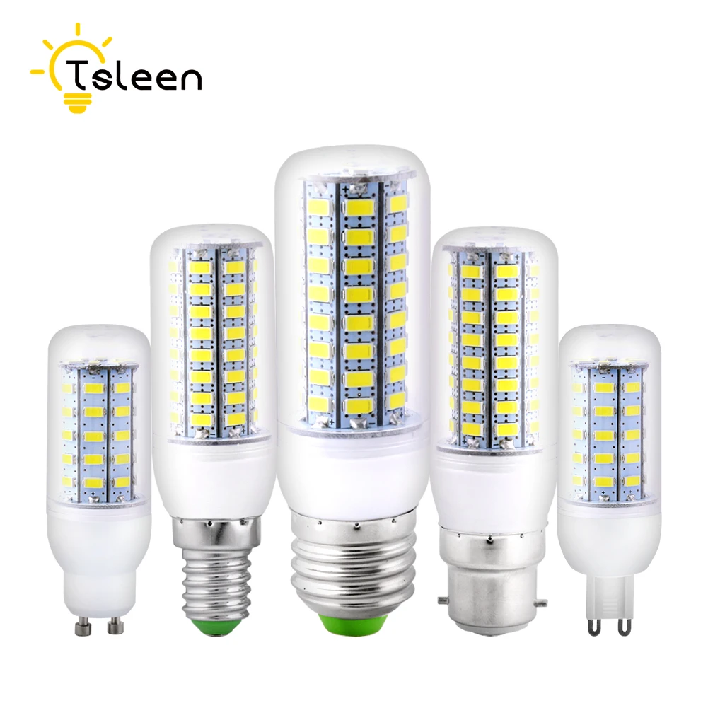 

TSLEEN Ultra Bright 5730 LED Corn Bulb Home Light Warm Cool White Lamp E27 B22 E14 GU10 G9 E12 360 Degrees Lampada Led 7W-25W