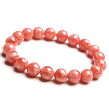 9 мм Драгоценные Природные Родохрозит драгоценный камень кристалл круглый стрейч талисманы браслет для женщин