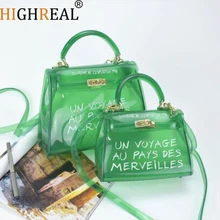2019 Beach Transparent Bag Women Big Clear Orange Pvc Transparent Women Plastic Bag PVC Jelly Handbags Letter Printing Bag