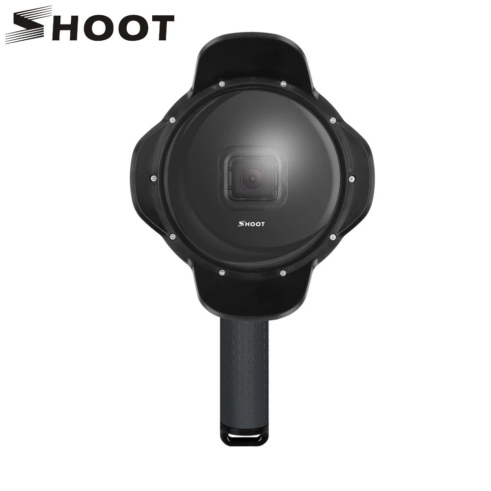 Online SHOOT subacuática Dome puerto para GoPro Hero 7 6 5 negro con flotador Grip funda impermeable lentes parasol Dome Go Pro 6 5 7 accesorio