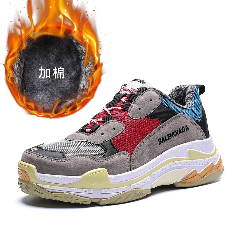 

Winter Warm Men Luxury Brand Shoes With Fur Men Casual Shoes Designer Sneakers For Men Fashion Thick Soled Men Walking Shoes