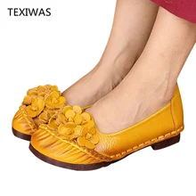 TEXIWAS Женские туфли-лодочки Geunie Кожаные туфли на плоской подошве женские лоферы женские цветами ручной работы повседневная обувь Для женщин обувь Дамская обувь
