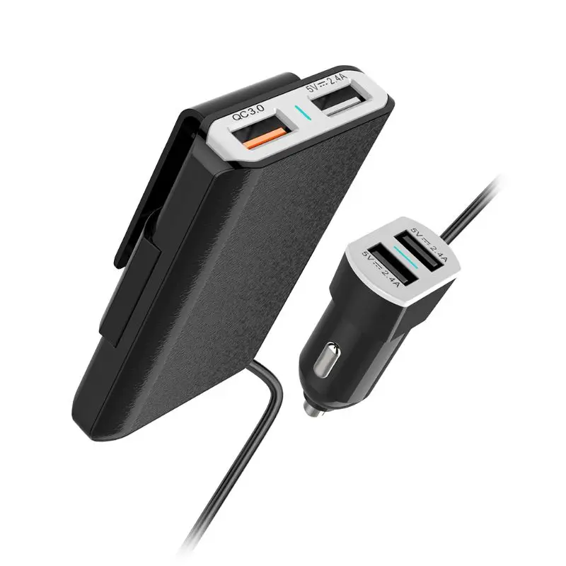 USB QC 3,0 автомобильный прикуриватель сплиттер Зарядка адаптер питания 4 USB зарядное устройство для спинки сиденья мобильного телефона удерживающее зарядное устройство