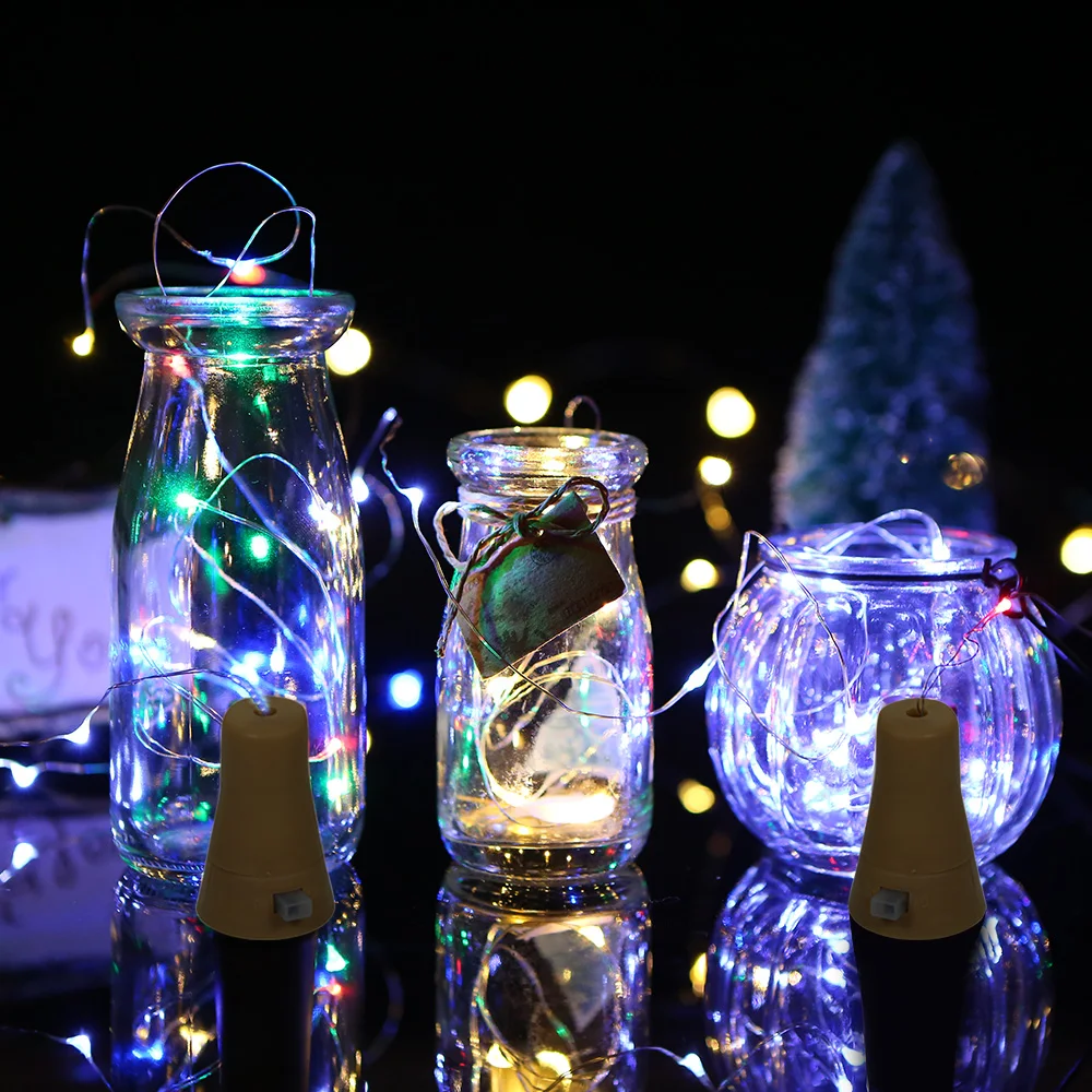 

led Solar string lights Wine Bottle Lights with Cork Starry Fairy Light Copper Wire Bottle Stopper party Deco Wedding