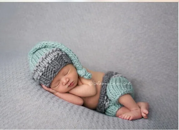 Hand Knitted Bonnet Photo Prop Photography Newborn Lion Hat & Tail SET 