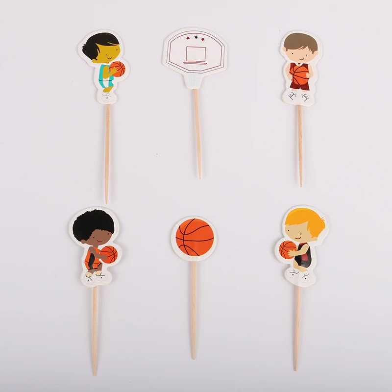 

24pcs/lot Basketball Party Cake Cupcake Topper Picks Kids Birthday Party Cake Baking Event Party Decoration Supplies