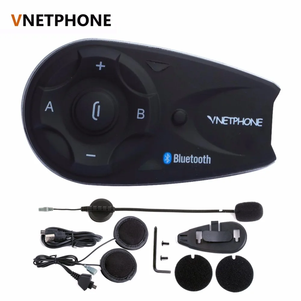 

Vnetphone Brand V5 1200M BT Bluetooth Motorcycle Helmet Interphone For 5 Riders Talk at same time Intercom with Headset