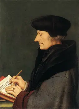 

High Quality perfect Hand-painted Original Oil Painting on Canvas :Portrait of Erasmus in the Middle Classical Art of Rotterdam