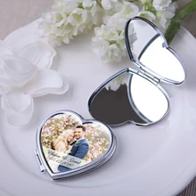 60x персонализированное компактное зеркало для свадебного торжества на заказ фото в форме сердца Карманный Кошелек зеркальный подарок на день рождения