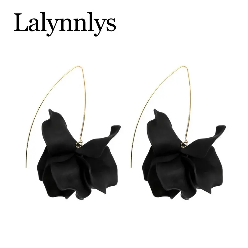 Женские длинные серьги лепестки Lalynnlys ZA Разноцветные ручной работы в богемном