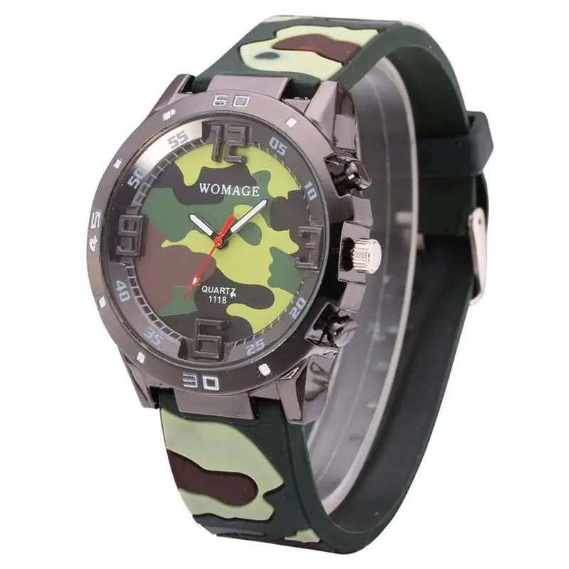 Бренд Для мужчин часы Relogio камуфляж военные часы мягкий силиконовый Мальчик Дети Кварцевые часы для спорта и отдыха армии дети наручные