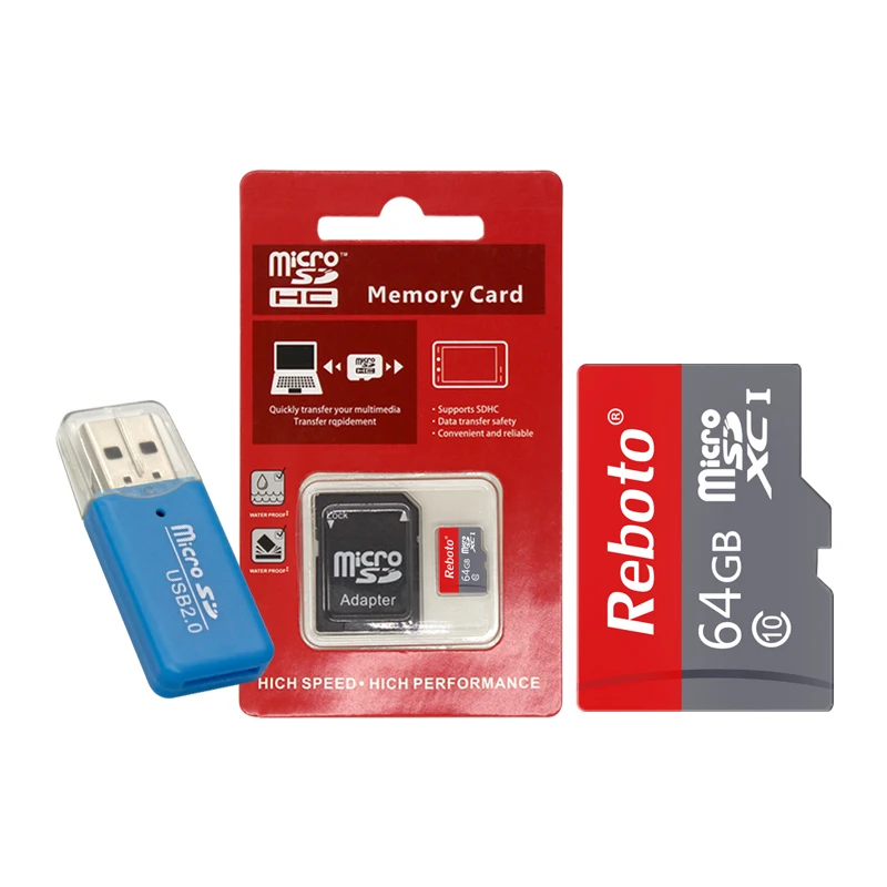 Reboto Micro SD Card 8 ГБ 16 ГБ 32 ГБ 64 ГБ карта памяти Class 10 64 ГБ красный и серый карты памяти для телефона 8 ГБ Card Reader