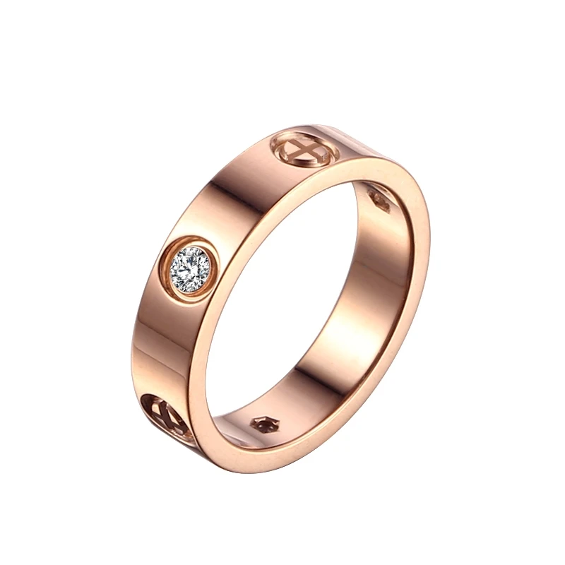 Горячие Кольца Роскошные H Высокое качество Титановая сталь покрытием розовое золото кольцо для мужчин и женщин мода пара ювелирных изделий
