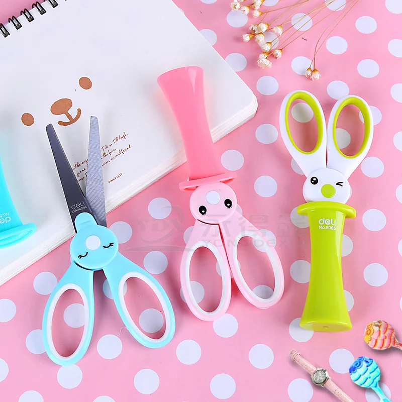 

Student hand scissors 6065 safety cover fashion lovely stationery small scissors gifts