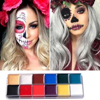 

12 Colors/set Professional Halloween Flash Tattoo Face Body Paint Oil Painting Art Drma Makeup Birthday Children Dance COS Show