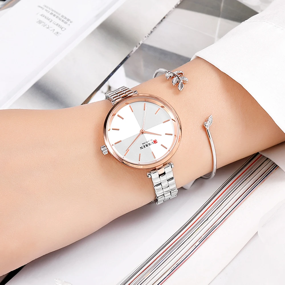 Curren женские часы из нержавеющей стали люксовый бренд простые женские часы Серебряные наручные часы для женщин Relogio Feminino