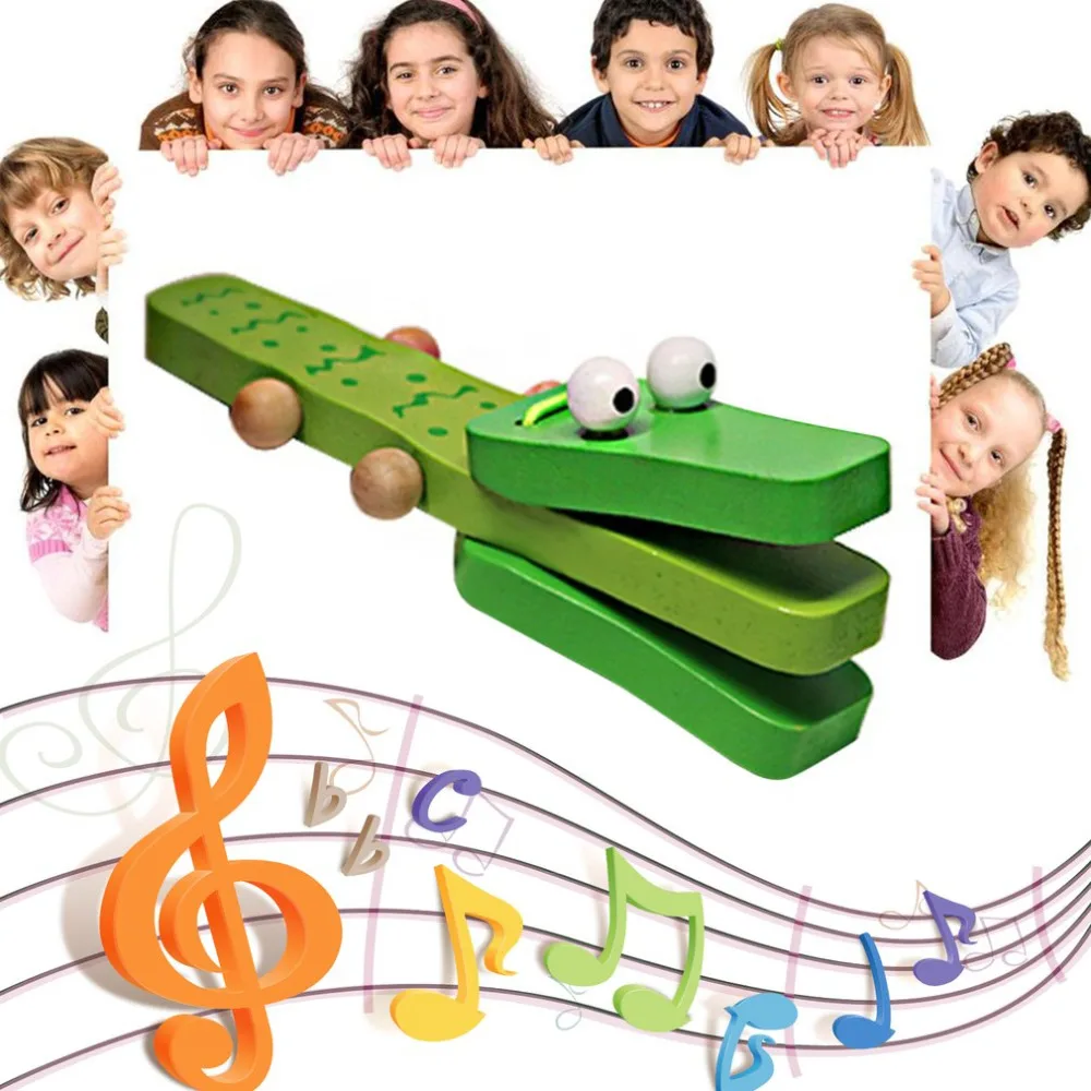 ОРФ мира в форме крокодила деревянные кастаньеты детский музыкальный инструмент мультфильм детские музыкальные образовательное оборудование игрушка-погремушка