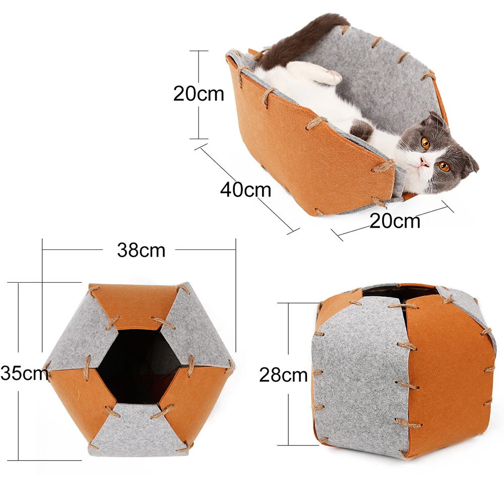4в1 функциональная кошачья пещера ручной работы натуральный Кот игра Спящая комната Натуральный войлок ручной работы дом кровать для кошки товар для животных