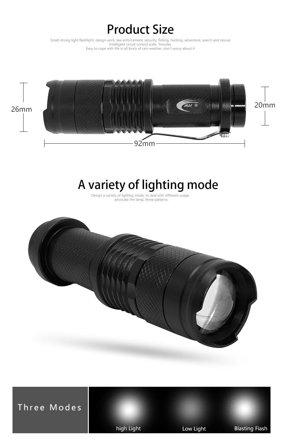 Excellent Bicycle Light 7 Watt 2000 Lumens 3 Mode Bike Q5 LED cycling Front Light Bike lights Lamp Torch Waterproof ZOOM flashlight BL0502 3