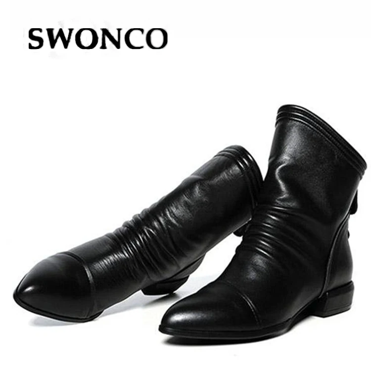 Ботильоны SWONCO женские на молнии повседневная обувь черные большие размеры 42