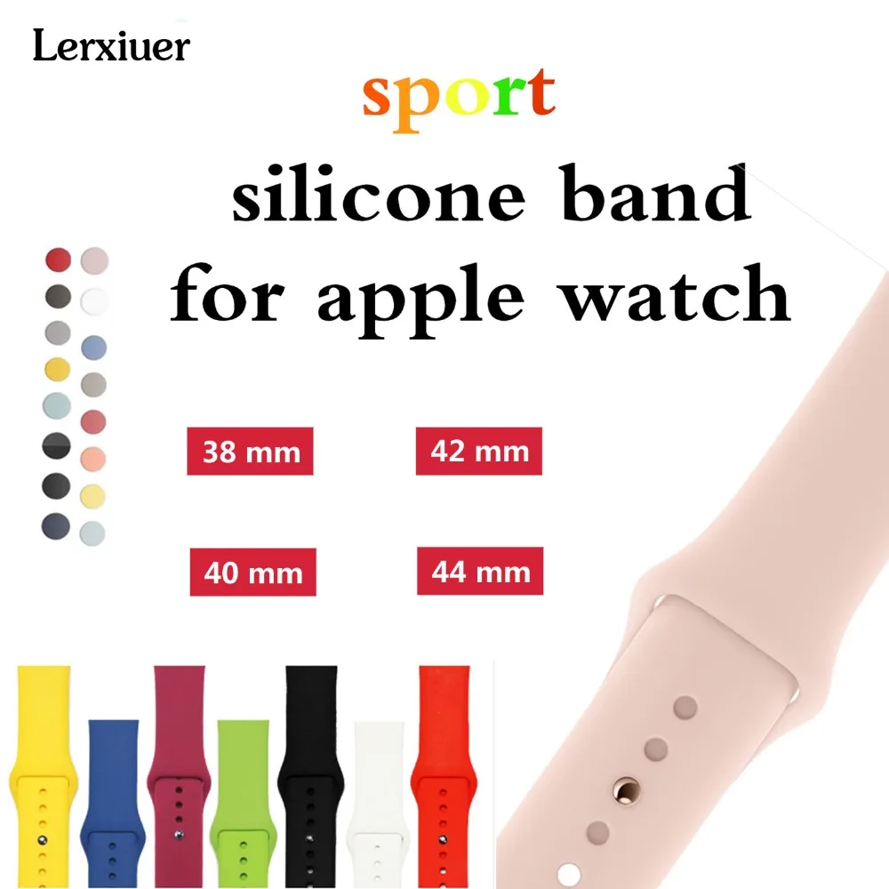 Lerxiuer спортивный ремешок для Apple Watch Корреа 42 мм/38 мм силиконовый ремешок iwatch серии 4/3/44 мм 40 мм резиновый ремешок для часов