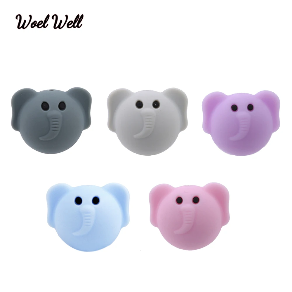 5pcs 코끼리 실리콘 구슬 귀여운  Teething 장난감 구슬 DIY 씹는 목걸이 간호 식품 학년 펜던트 BPA 무료