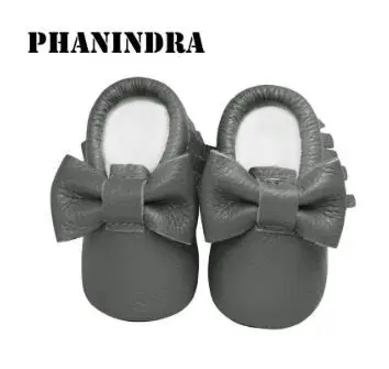

Rubber sole Cute double bow Infant Genuine Leather Baby Moccasins Non-slip Spring Soft Moccs Shoes